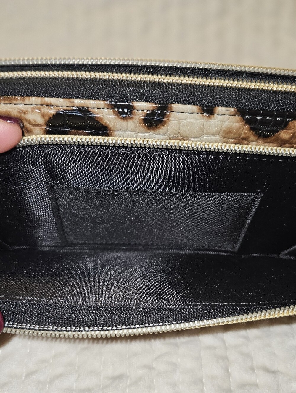 Source Unknown Leopard Print Wristlet Clutch - Brown/Black/Cream - Picture 4 of 5